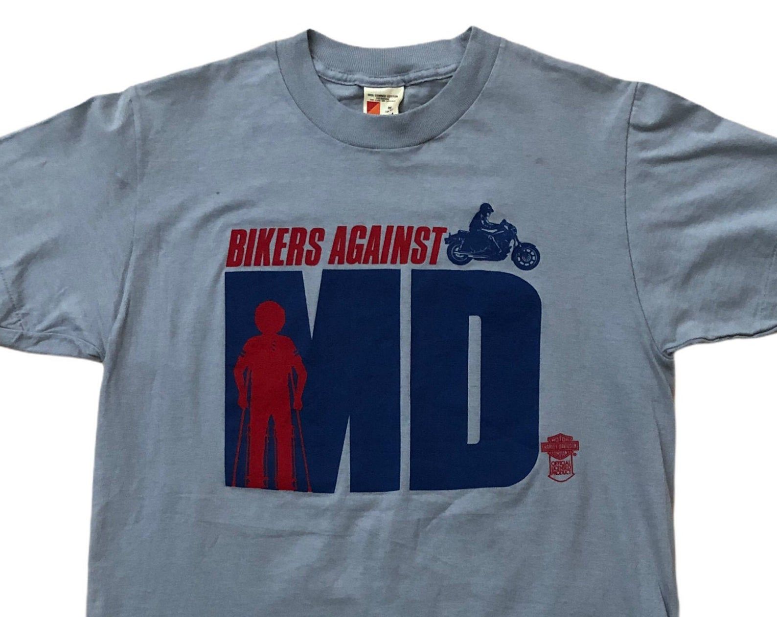 Harley Davidson Bikers Against Md Rare Vintage 1980S Motorcycle Muscular Dystrophy 90S Single Stitch Made Usa Combed Graphic T-Shirt harley davidson bikers against md rare vintage 1980s motorcycle muscular dystrophy 90s single stitch made usa combed graphic t shirt hgbzr