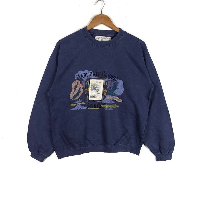 Harlingen School Avirex Embroidery Spell Out Big Logo Harlingen School Avirex Crew Neck Sweatshirt Clothing