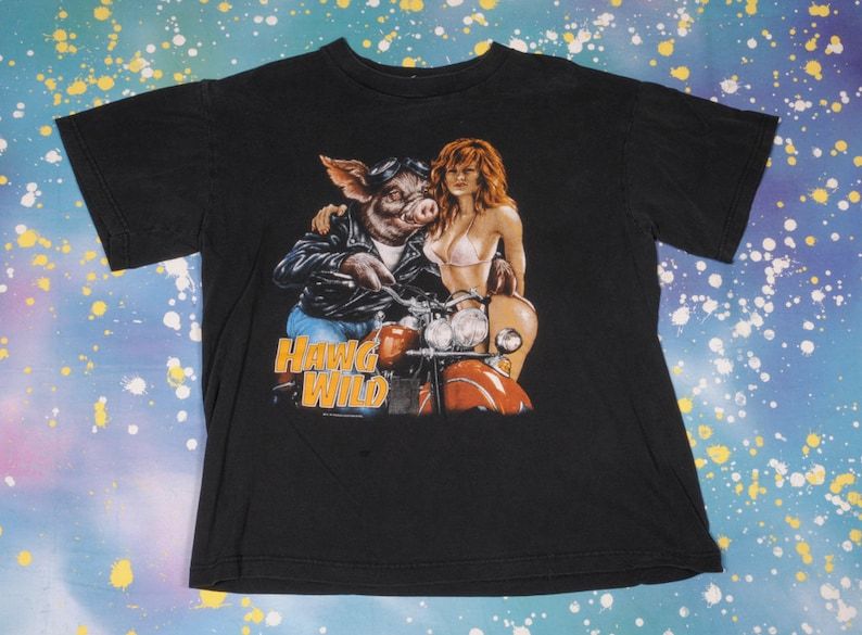 Hawg Wild Biker Motorcycle T Shirt Mens