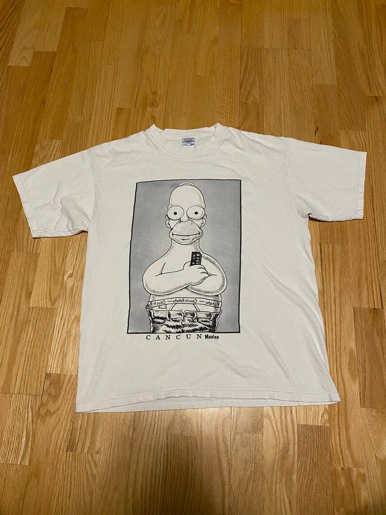 Homer Simpson Calvin Klein Ad Rip Off White Cancun Mexico Short Sleeve