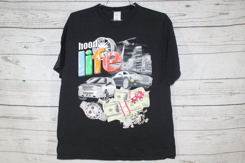 Hood Life cereal parody Vintage Retro Large Graphic Shirt