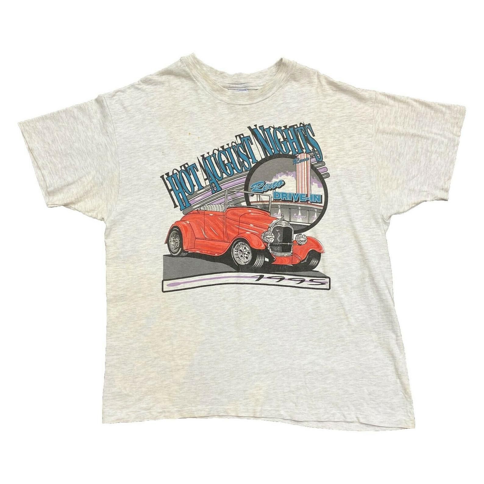 Hot August Nights Reno Drive In 1995 Tshirt | Vintage 90S Single Stitch Grey Vtg