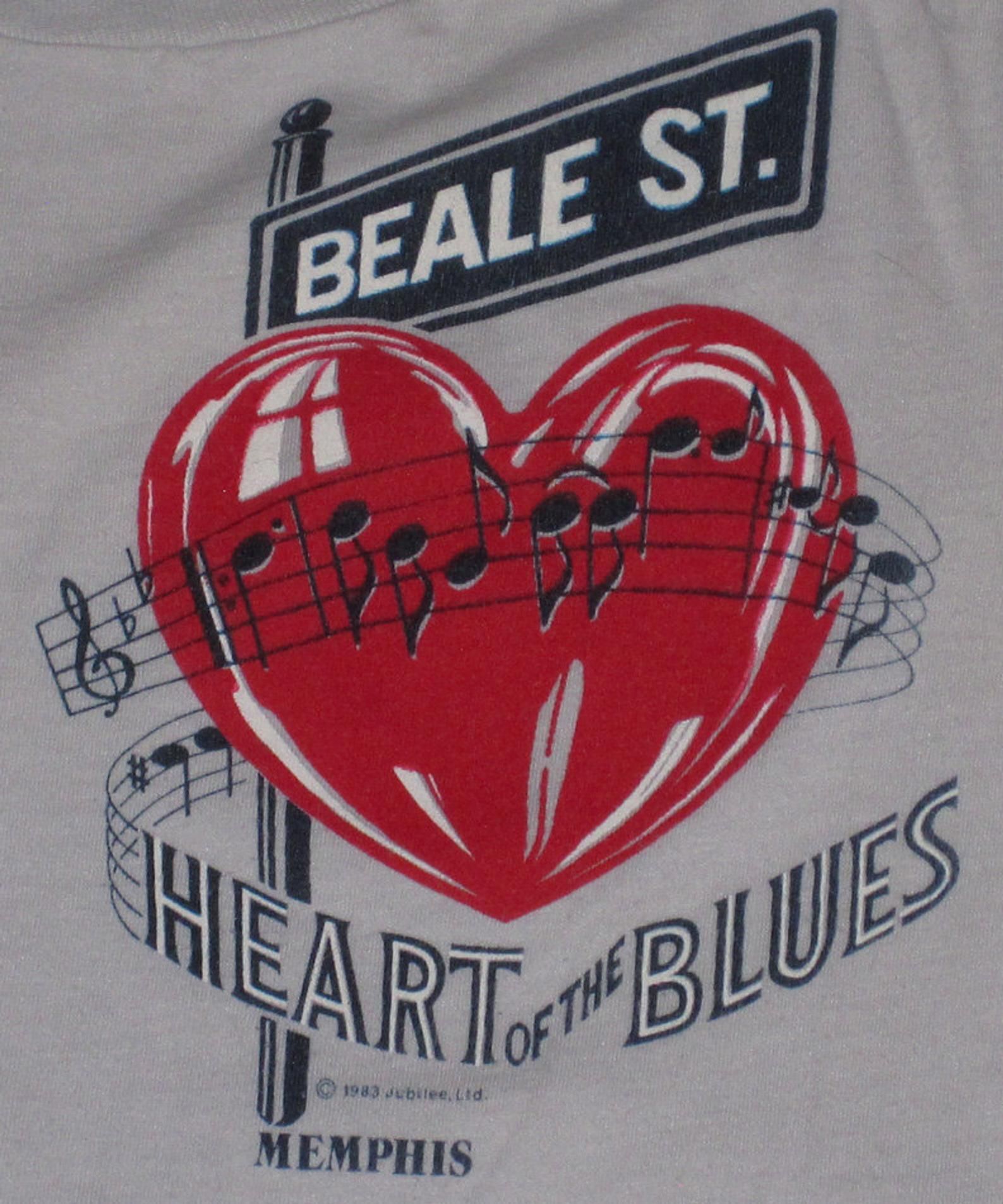 If You Have The Blues Head To Beale St - Vintage 1983 Beale Street Heart Of The Blues Memphis Tn T-Shirt - Not Screen Stars - 50/50
