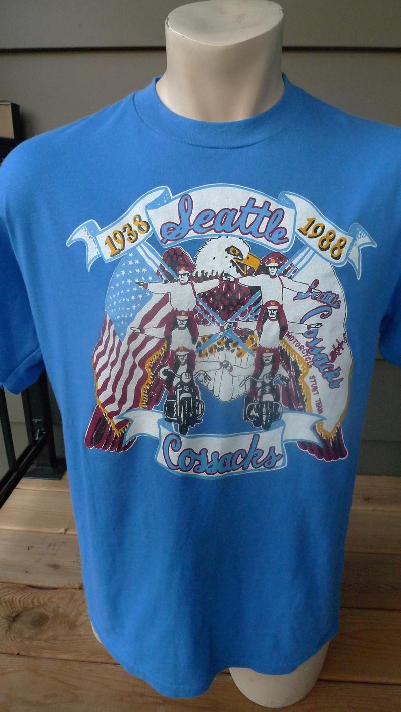 Incredible 1988 Seattle Cossacks Motorcycle Stunt Team Shirt