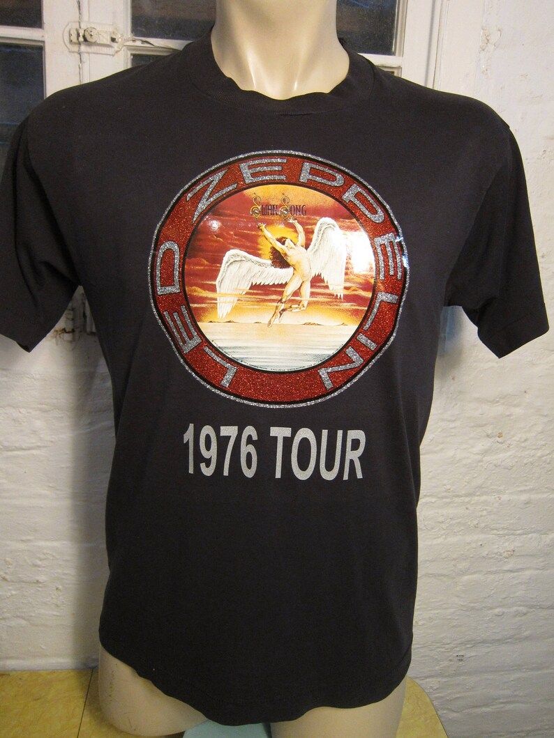 Incredible Old Stock Dated 1976 Led Zeppelin Shirt Single Sided Screen Stars