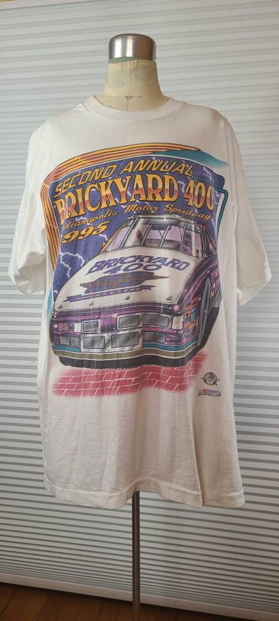 Indianapolis Motor Speedway 1995 Starting Lineup For Brickyard 400 Tshirt Single Stitch Hole Near Collar Hole In Sleeve Looks Cool!