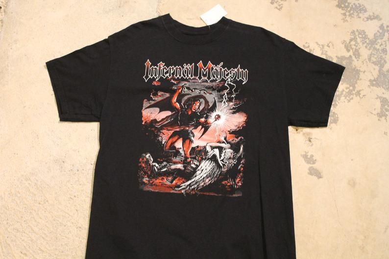Infernal Majesty Vintage Metal Graphic Hell Print 80s 90s Black Thrash Metal Shirt