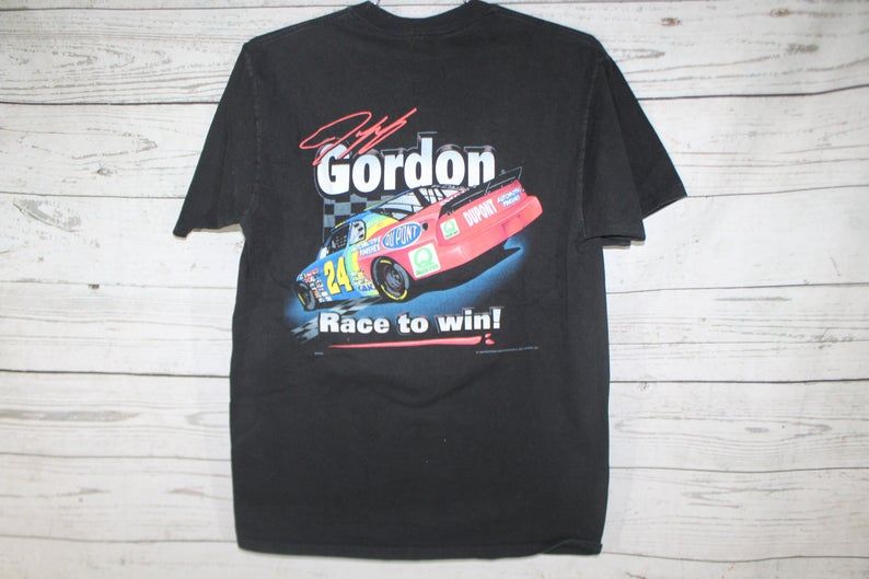 Jeff Gordon Born To Race Vintage Retro Print Large Graphic Shirt
