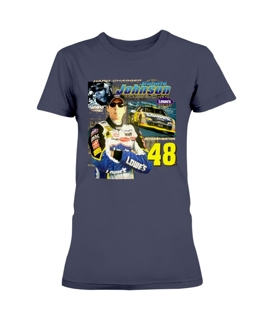 Jimmie Johnson Lowes Chevy Hard Charger Ladies T Shirt 080221