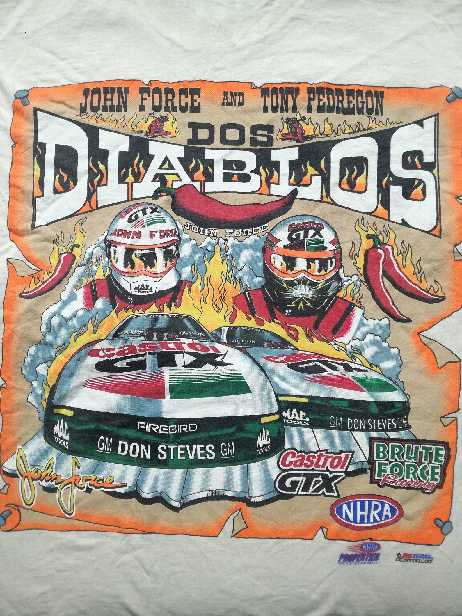 John Force Signed Dos Diablos Tony Pedregon Dos Diablos Nhra Properties Racing Single Stitch Tshirt john force signed dos diablos tony pedregon dos diablos nhra properties racing single stitch tshirt wpsv5
