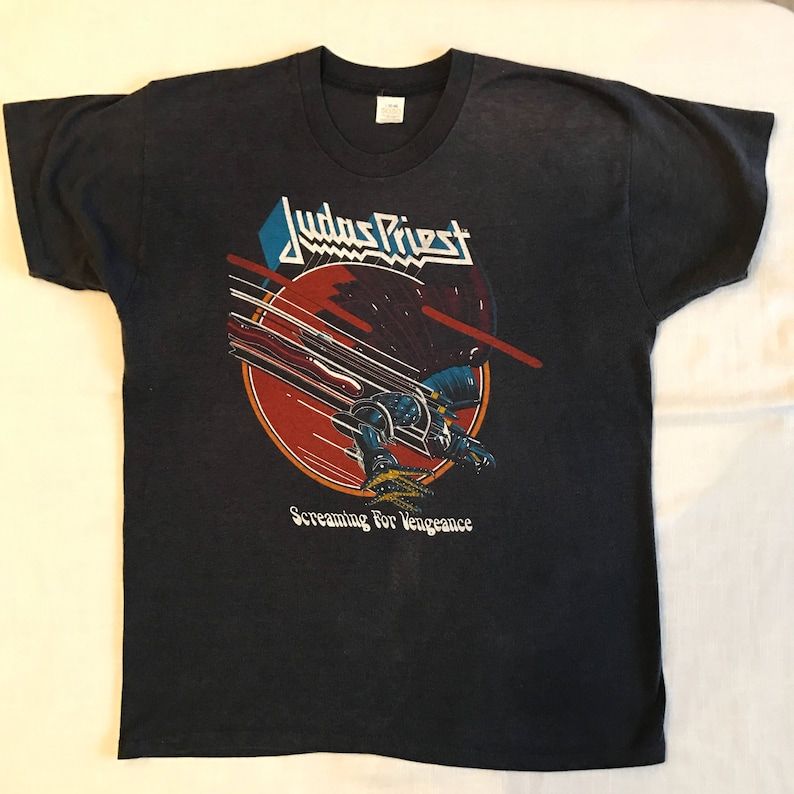 Judas Priest Screaming For Vengeance Worn To Perfection Paper Thin Godly Rock Heavy Metal True Vintage T Shirt