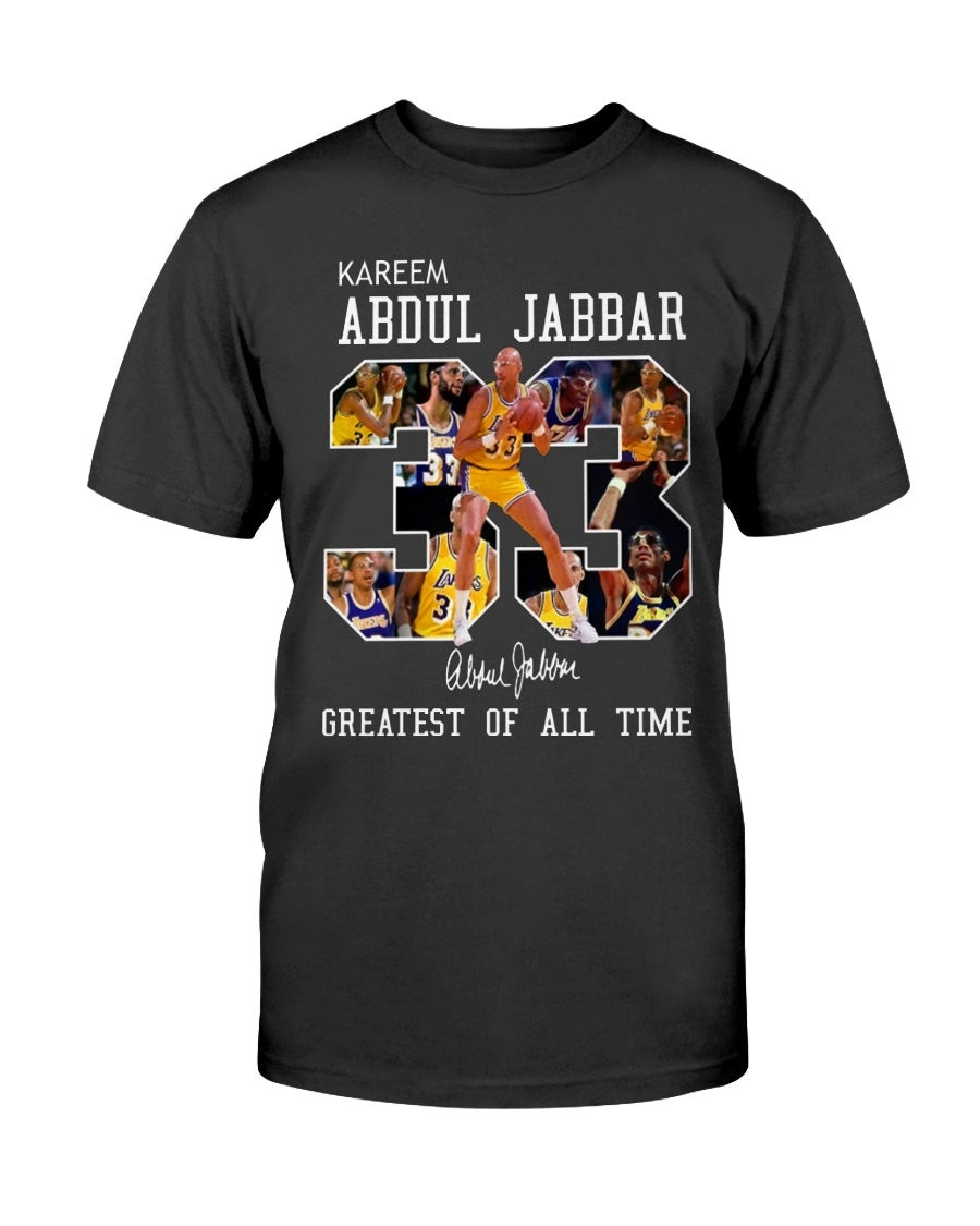 Kareem Abdul Jabbar 33 Greatest Of All Time Signature T Shirt 080121 kareem abdul jabbar 33 greatest of all time signature t shirt 080121 whmhn