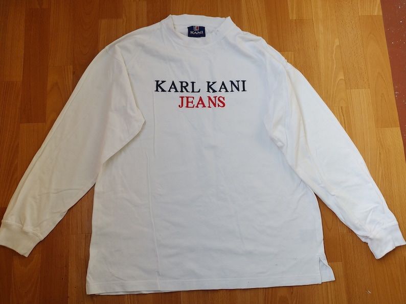 Karl Kani Sweatshirt 90S Hip Hop Clothing 1990S Hip Hop Shirt White Hoodie Streetwear Gangsta Rap Kani Shirt Old School