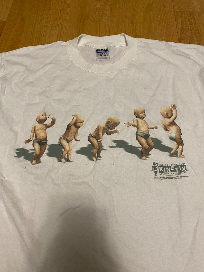 Kinetix The Dancing Baby 1998 White Short Sleeve T Shirt