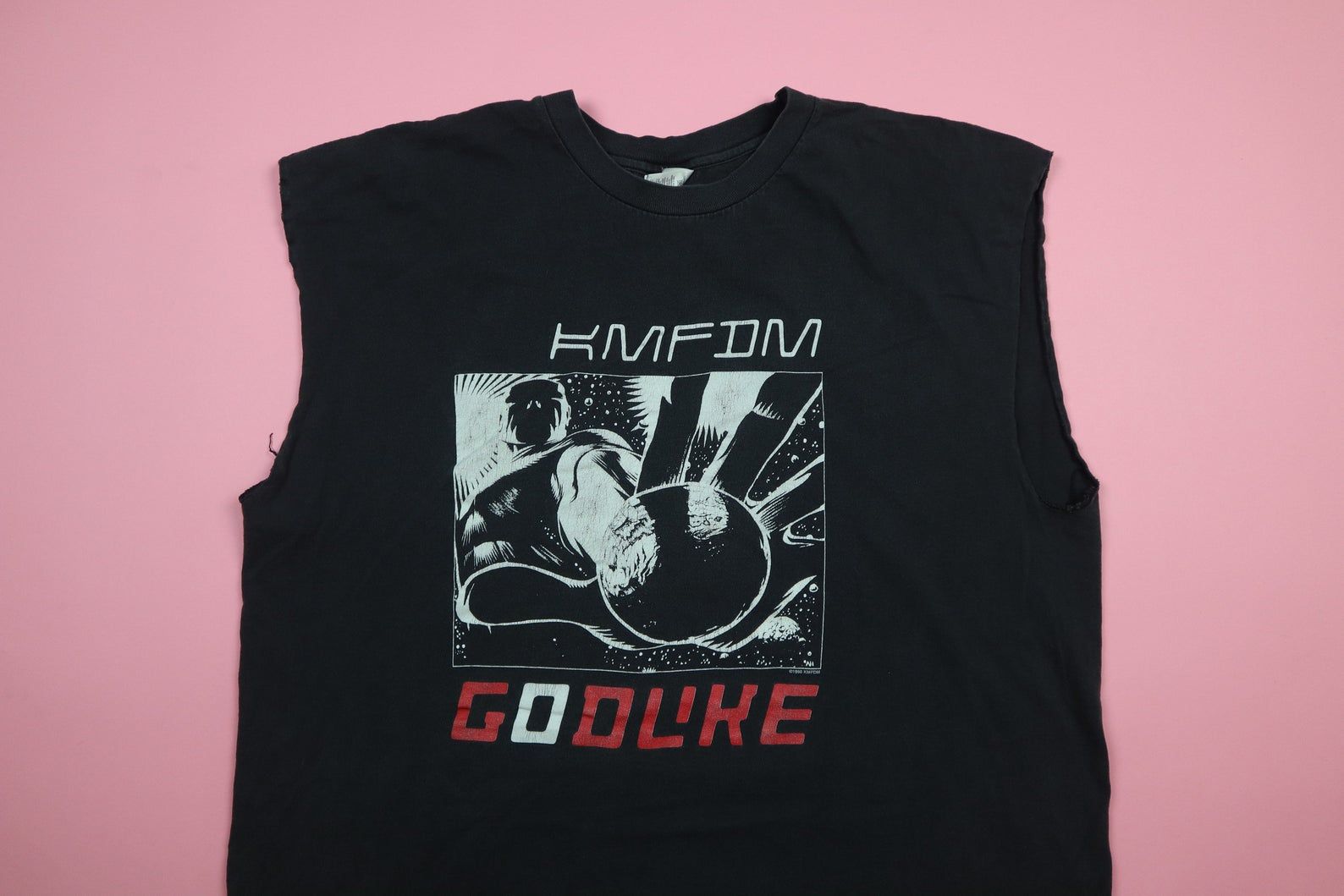 Kmfdm Godlike 1990 Vintage Cut Off T-Shirt kmfdm godlike 1990 vintage cut off t shirt lsgz5