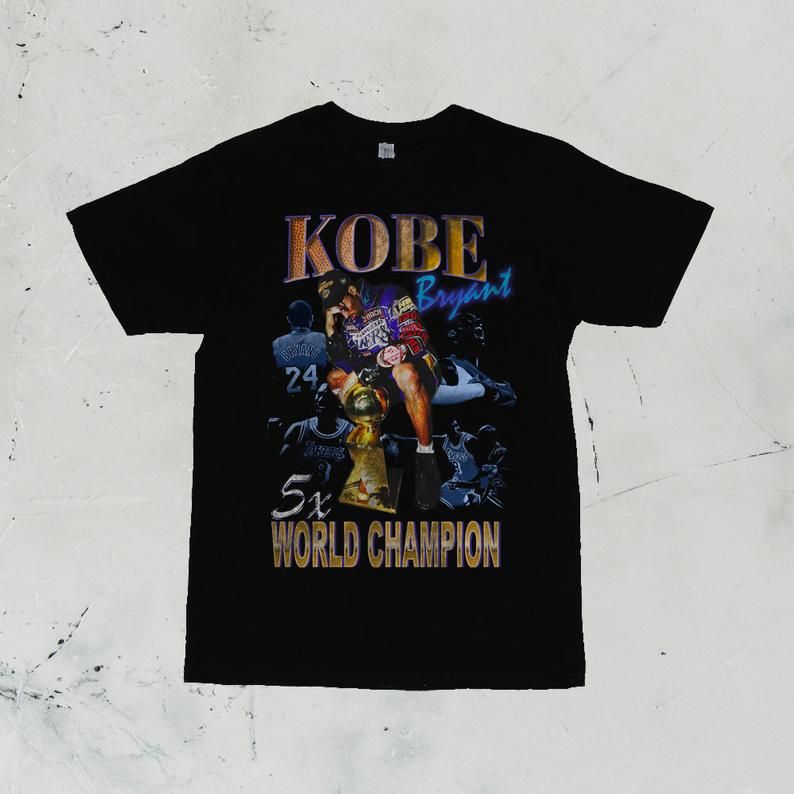 Kobe Bryant World Champion Los Angeles Lakers Rap Bootleg 90s Styled Vintage Shirt