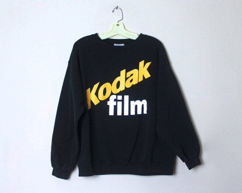 Kodak Film 1980S Black Sweatshirt For The Photographer Vintage Long Sleeve Pullover Advertisement Photo Geek Arge