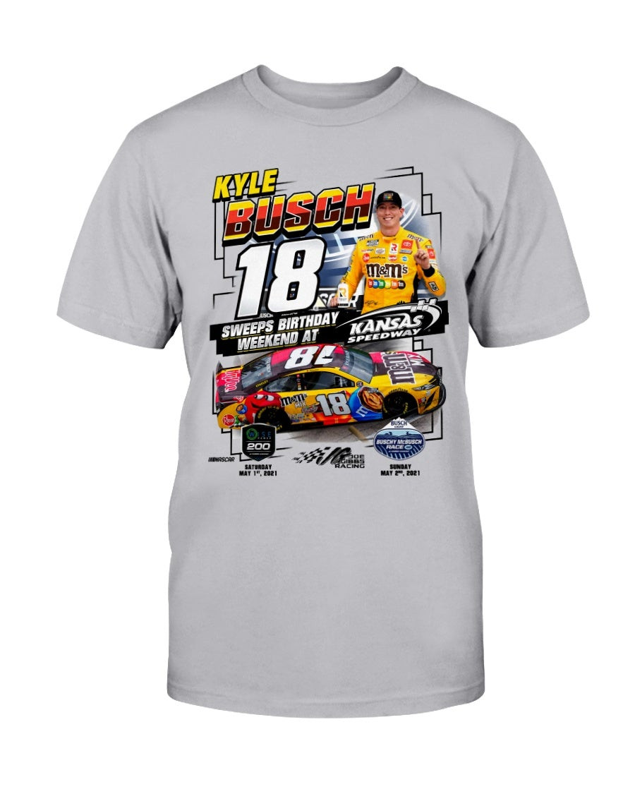 Kyle Busch 18 Sweeps Birthday Weekend At Kansas Speedway T Shirt 082321