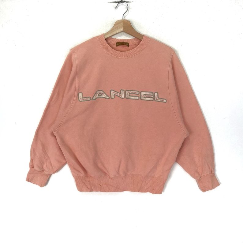 Lancel Paris Embroidery Spell Out Big Logo Lancel Paris Retro Style Fashion Lancel Paris Green Crew Neck Sweatshirt