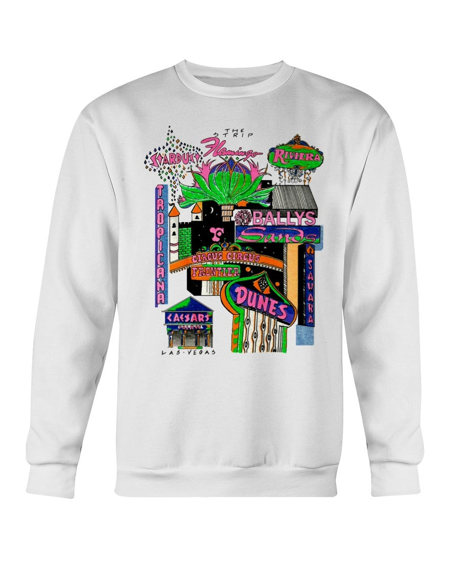 Las Vegas Casinos The Strip Ballys Caesars Vintage Raised Puffy Print Neon Colorful Large Graphic Sweatshirt 211129