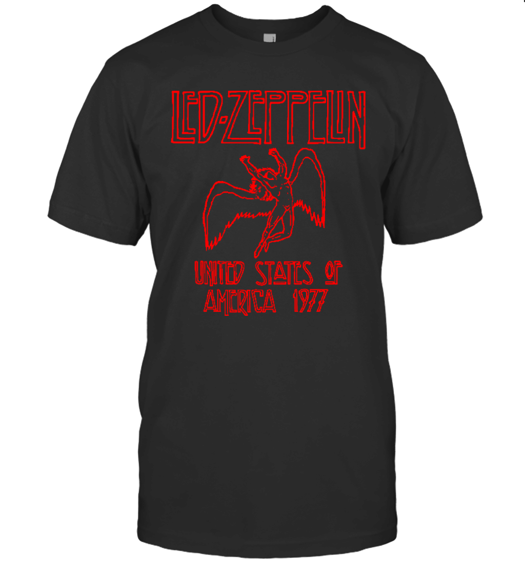 Led Zeppelin Red Logo Men'S T Shirt Black T-Shirt