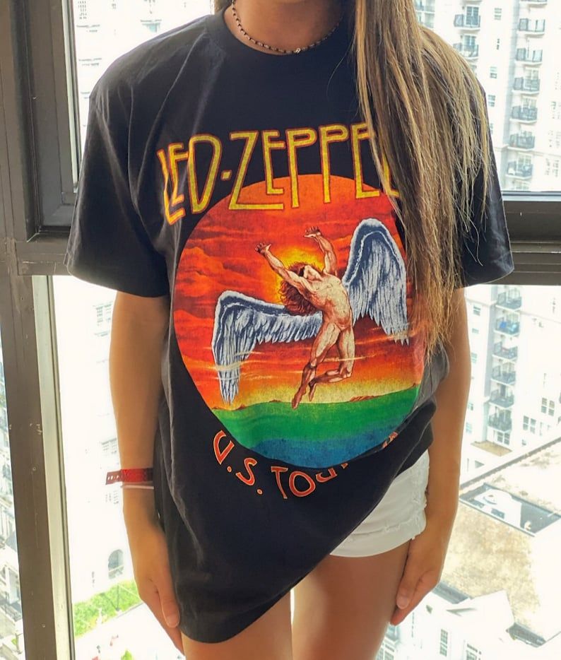 Led Zeppelin Us Tour 1975 Vintage Style Tee In Mens