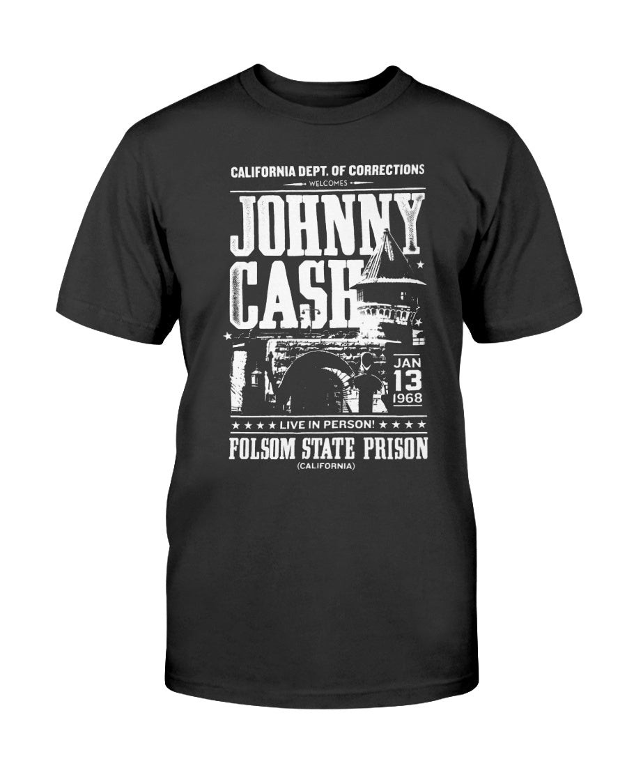 Legendary Performance Right Here Johnny Cash Folsom Prison T Shirt 211221