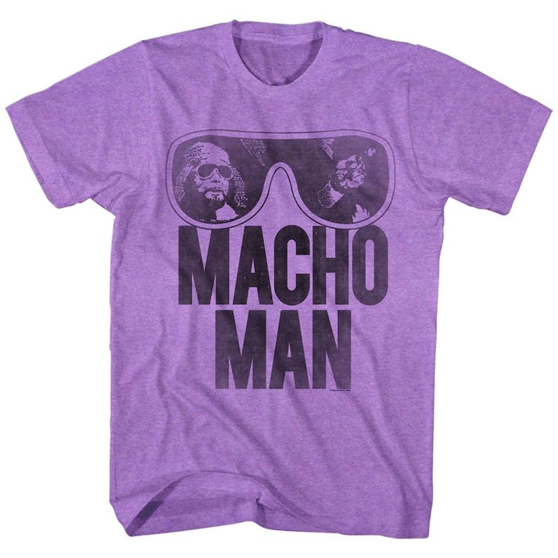 Macho Man Ooold School Neon Purple Heather Adult T Shirt
