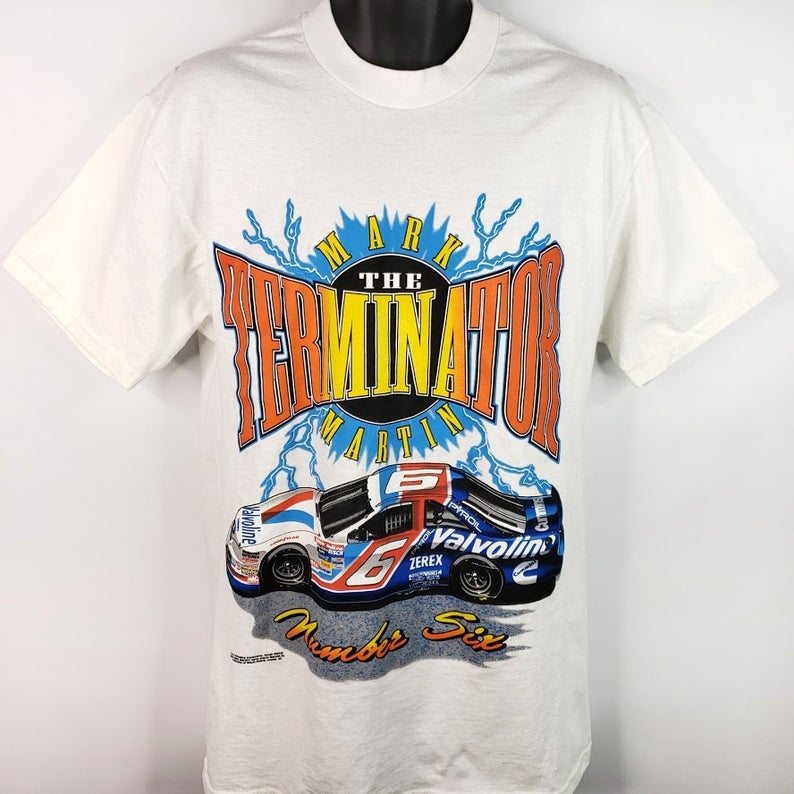 Mark Martin Roush Racing Vintage 90s The Terminator Lightning Valvoline Shirt