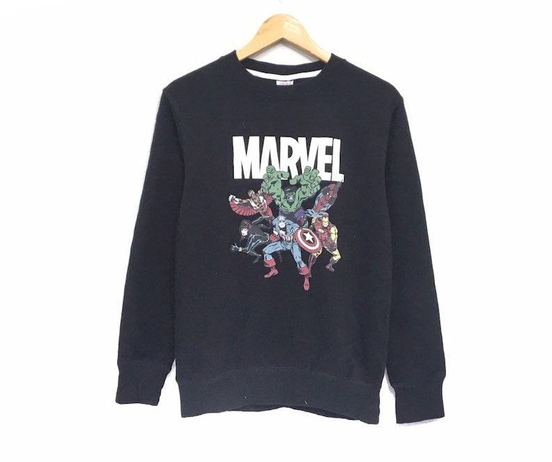 Marvel Crewneck Sweatshirt Big Print Superhero Logo Pulloverfashion Style