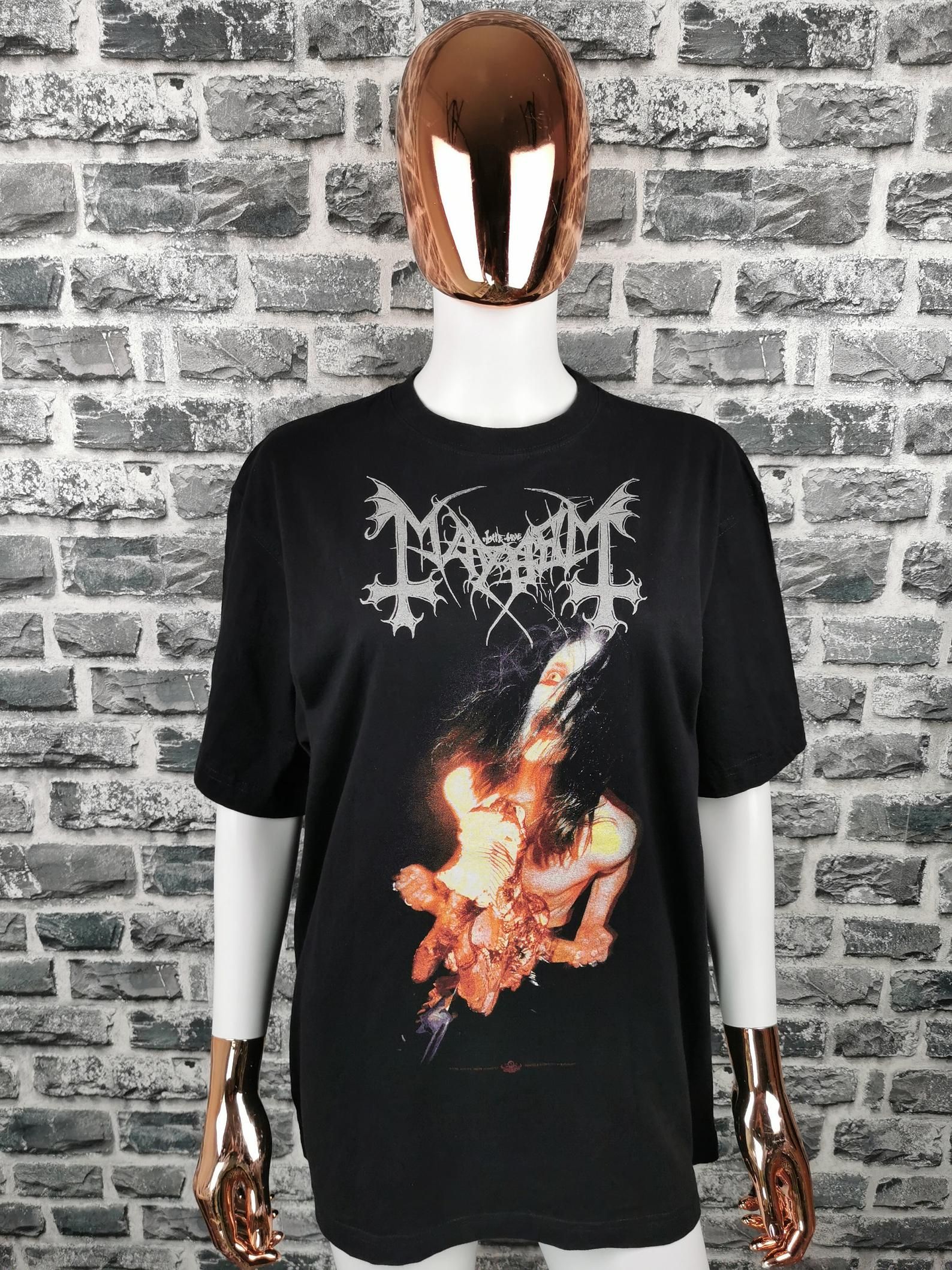 Mayhem 1998 Vintage T-Shirt Invades North America / Mega Rare Tee / Misanthropy Records / Black Metal / Lords Of Chaos / mayhem 1998 vintage t shirt invades north america mega rare tee misanthropy records black metal lords of chaos snddy