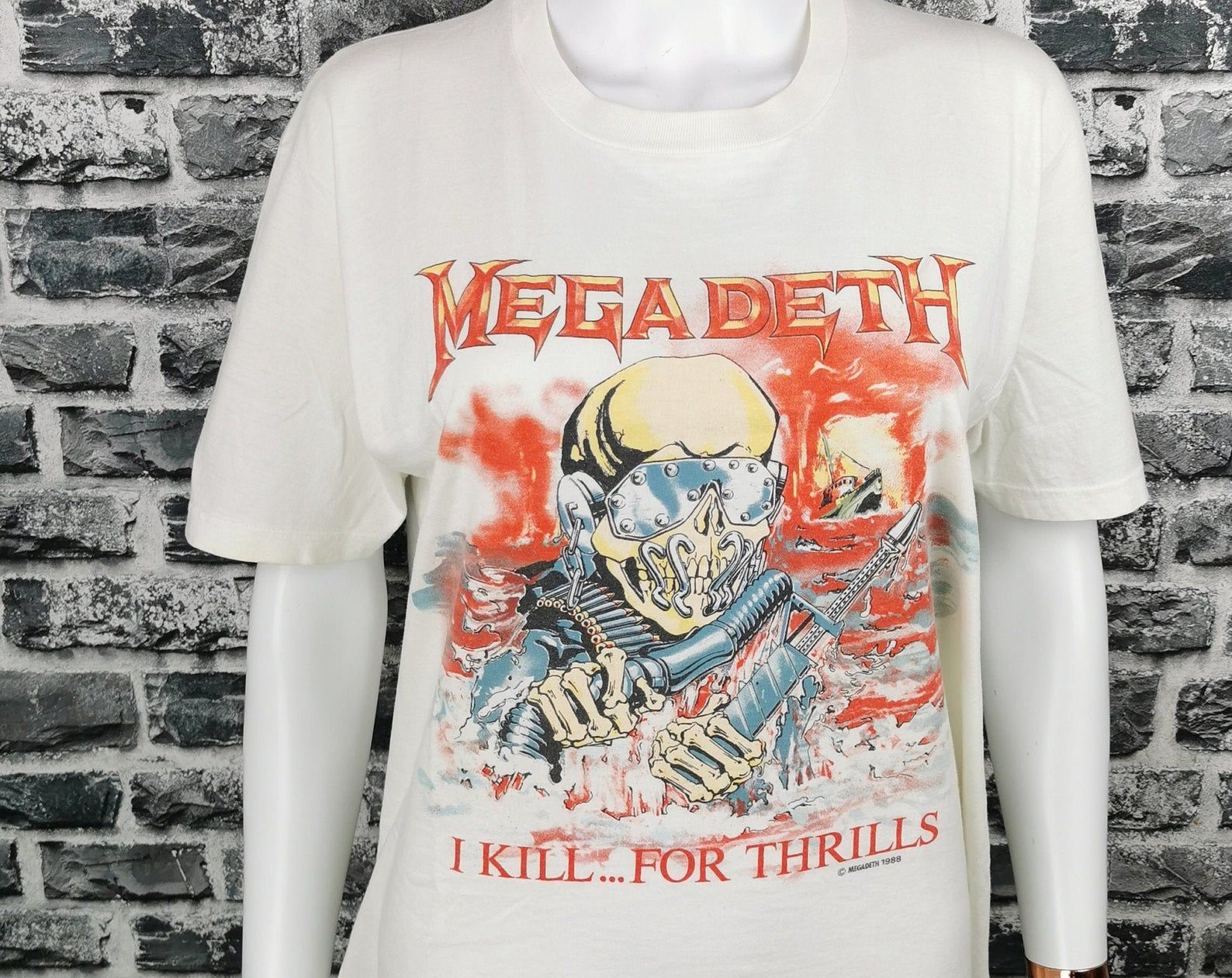 Megadeth 1988 Vintage T-Shirt / I Killfor Thrill / Clash Of The Titans / Extremely Rare / Speed Metal Band