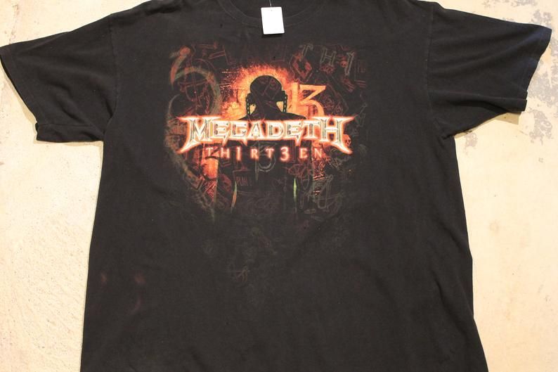 Megadeth Music Promo Graphic Vintage Band Print Thirteen Concert Tour Print Heavy Metal Shirt