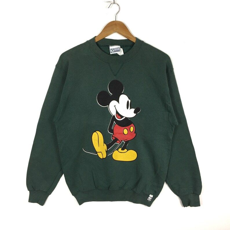 Mickey Mouse Cartoon Walt Disney Printed Big Logo Vintage Mickey Mouse Sweatshirt