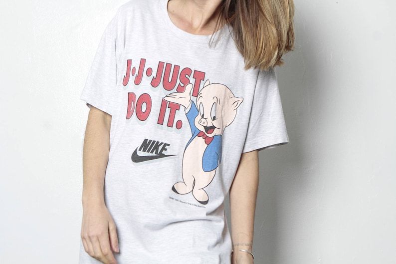 Mid 90S Nike Heather Grey Just Do It Top Slouchy Oversize Shirt