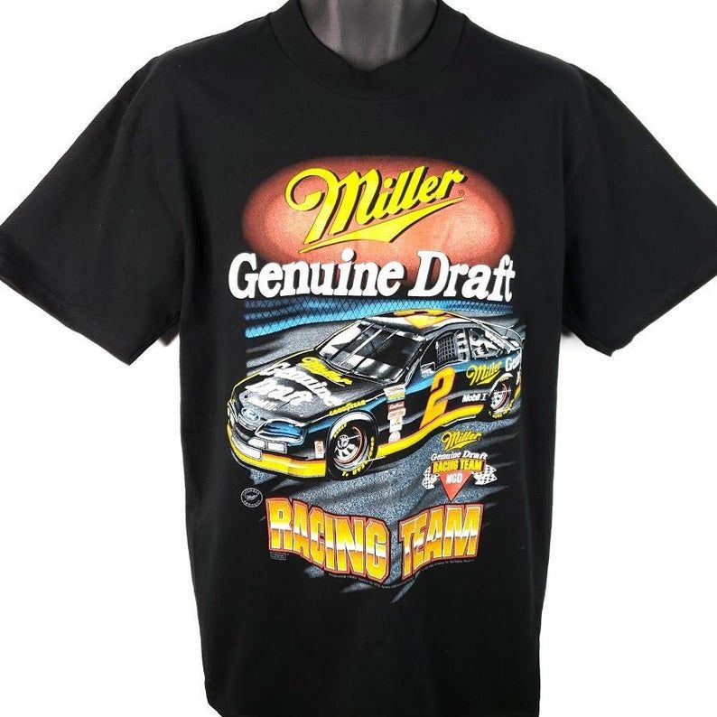 Miller Genuine Draft Racing Team Vintage 90s Rusty Wallace Ford Thunderbird Shirt