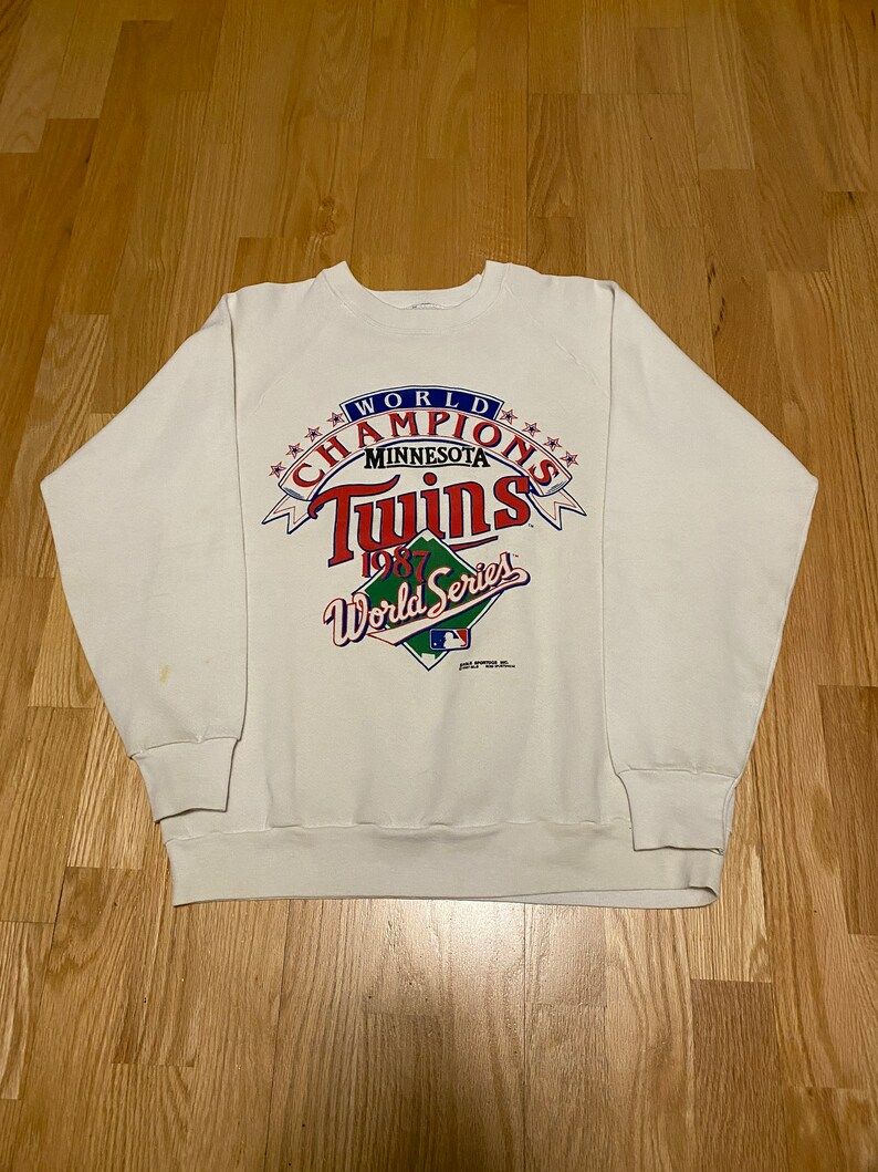 Minnesota Twins 1987 World Series Champions White Crew Neck Sweatshirt