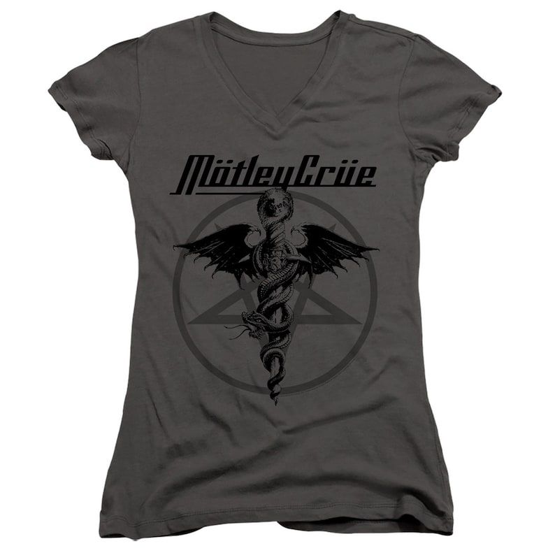 Motley Crue Dr Devil Junior Womens V Neck Classic T Shirt