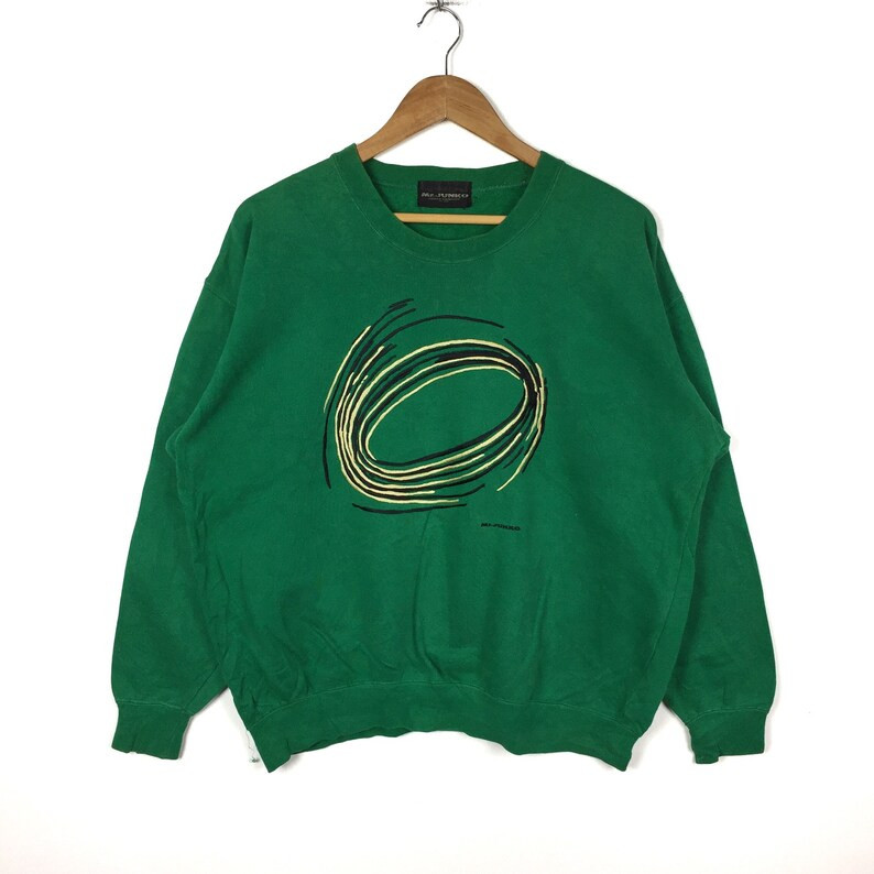 Mrjunko Junko Koshino Embroidery Spell Out Logo Green Crew Neck Sweatshirt Retro Clothing Mrjunko Collection