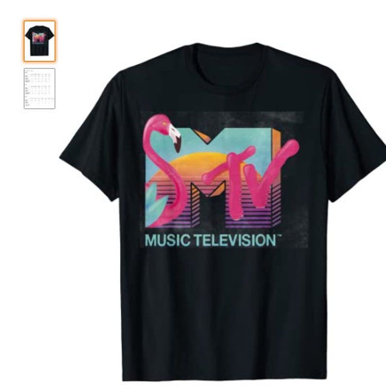 Mtv Distressed Retro Flamingo Logo Fill Shirt