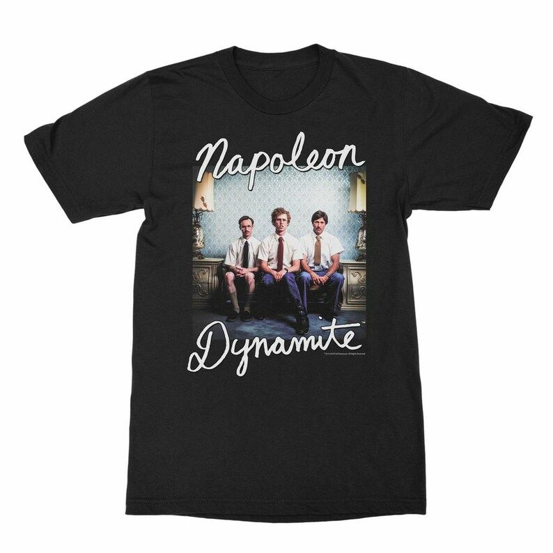 Napoleon Dynamite Text With Dynamite Family Black Adult T Shirt