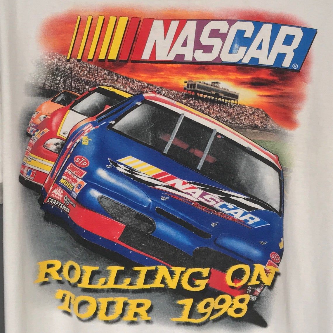 Nascar Rolling On Tour 1998 Shirt Vintage 90S National Association For Stock Car Auto Racing Winston Cup Scedule Promo Tee