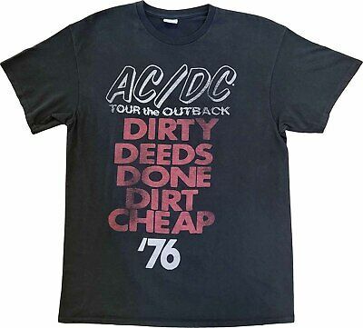 New Men'S Ac Dc Junk Food Black Dirty Deeds 76 Rock N Roll Retro Vintage Shirt