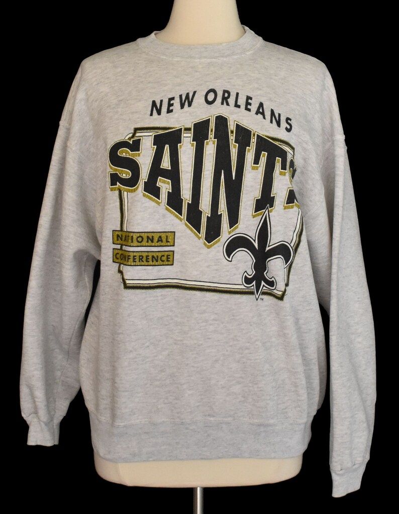 New Orleans Saints Sweatshirt Vintage 90S Nfl Distressed Raglan 1990S Football Jumper