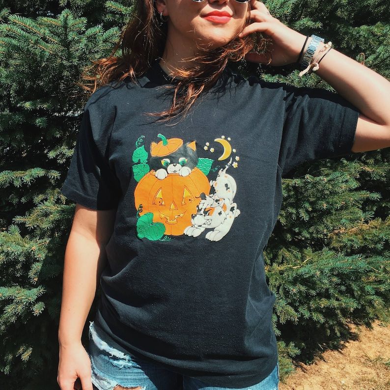 New Pumpkin Kitty Mean Pup T Shirtlarge