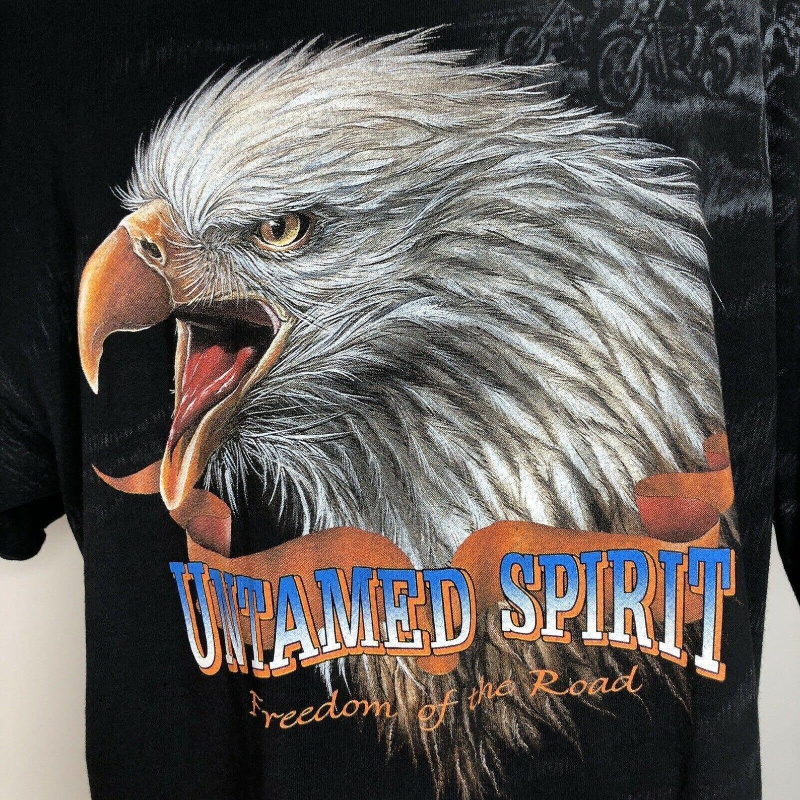 New Vintage Untamed Spirit Biker T Shirt Freedom Of The Road Eagle Deadstock