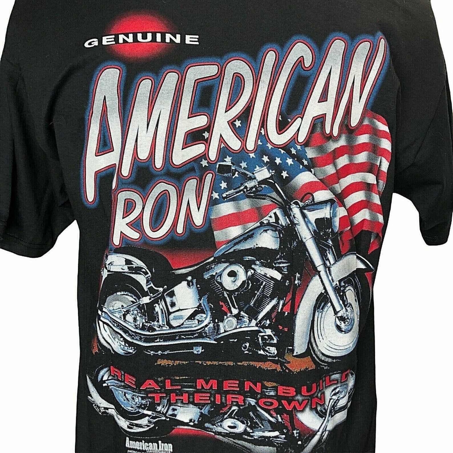 New Vtg American Iron Biker T Shirt Real Motorcycle Deadstock 1998