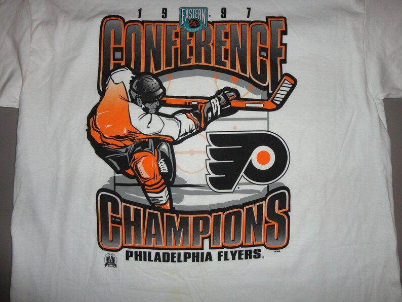 New With Tags True Vintage 1997 White Starter Brand 1997 Eastern Conference Champions Philadelphia Flyers Nhl Hockey Tshirt Adult