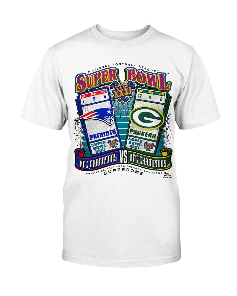 Nfl Pro Player   Patriots Vs Packers Super Bowl Xxxi T Shirt 1997 T Shirt 210913