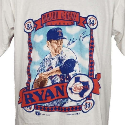 Nolan Ryan Texas Rangers Shirt Vintage 80S 1989 Mlb Baseball White